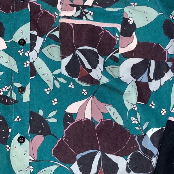 Eloquii Y2K Button Down Floral Shirt Green Pink Black Blouse Size 16 - Picture 4 of 7